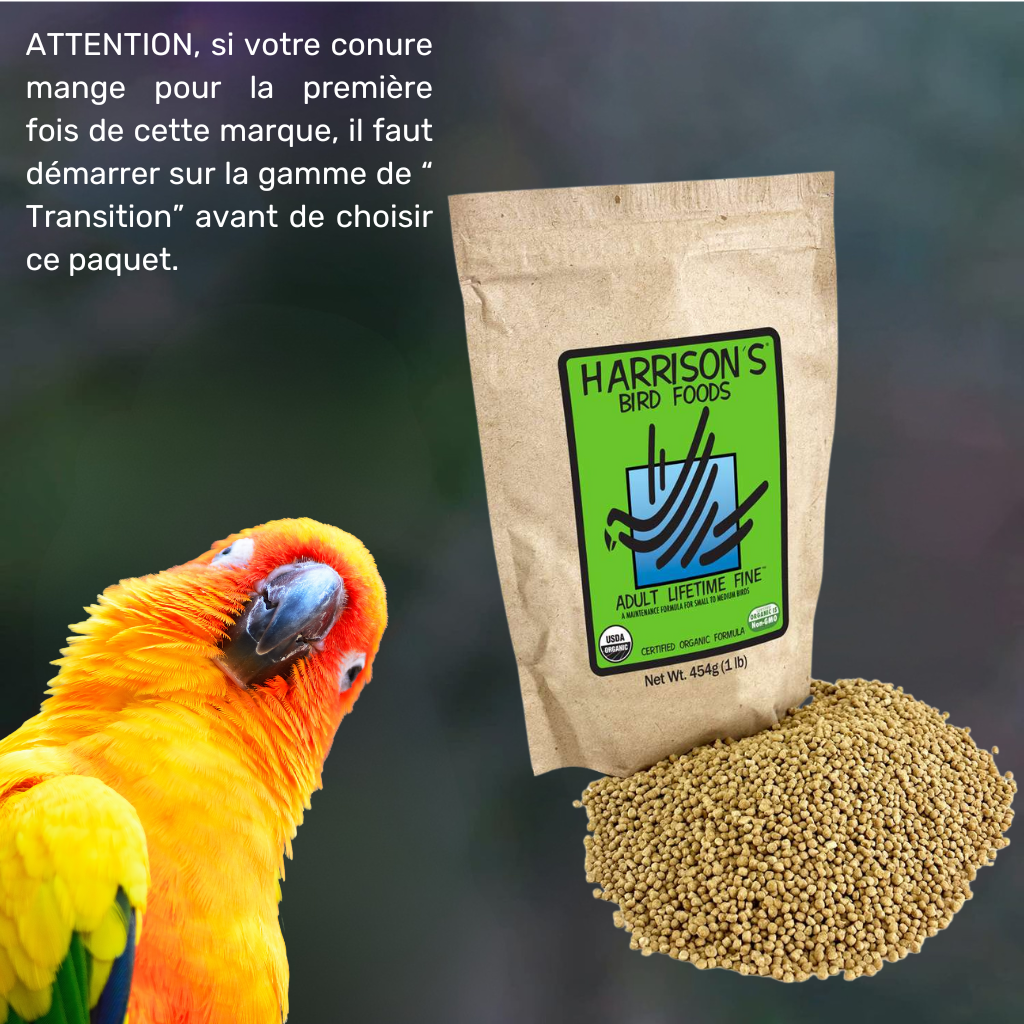 nourriture extrudés harrison pour conures adultes